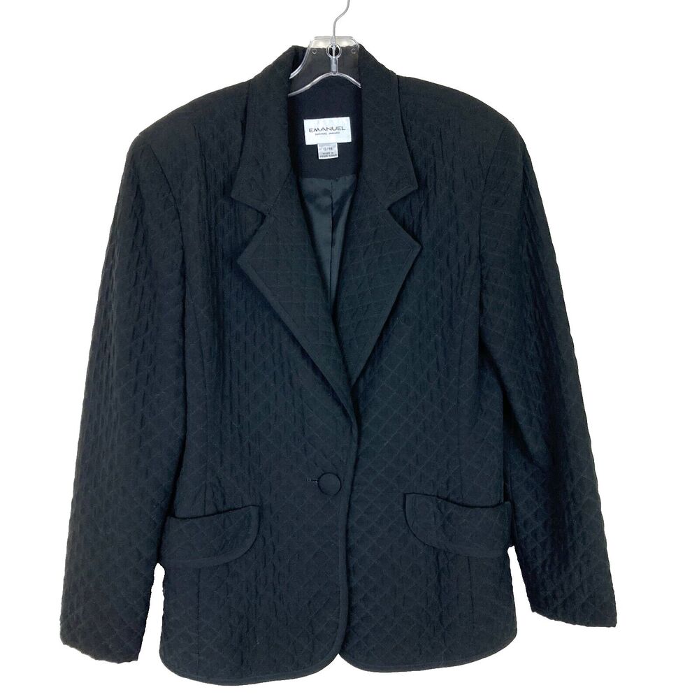 Emanuel Ungaro x Gruppo GFT Vintage Blazer Women's 10-12 Black Silk Quilted